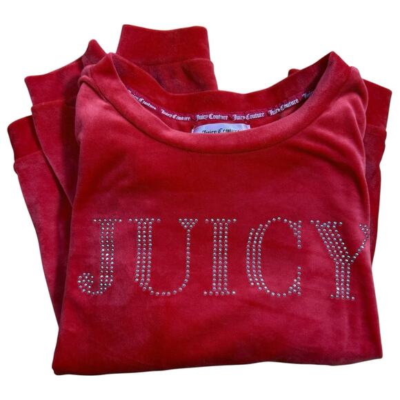 Juicy Couture Sweaters - Juicy Couture Red Sweater Velour PJ Top Rhinestones Size Medium Mcbring Myspace